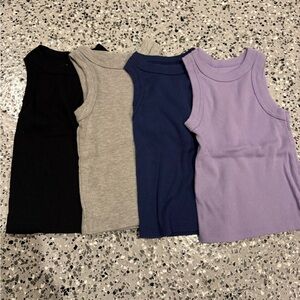 btween Kids Tank Tops - Black, Gray, Blue, and Purple